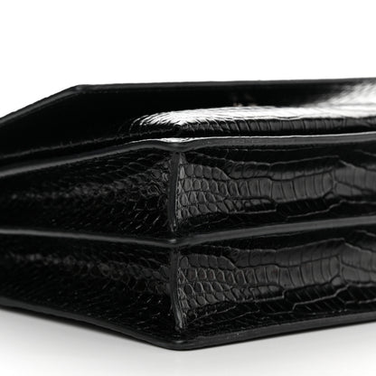 Saint Laurent Calfskin Crocodile Embossed Medium Monochrome Monogram Sunset Black 7 of 12