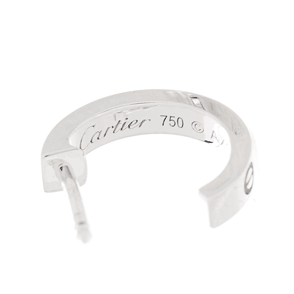 18K White Gold Small LOVE Hoop Earrings
