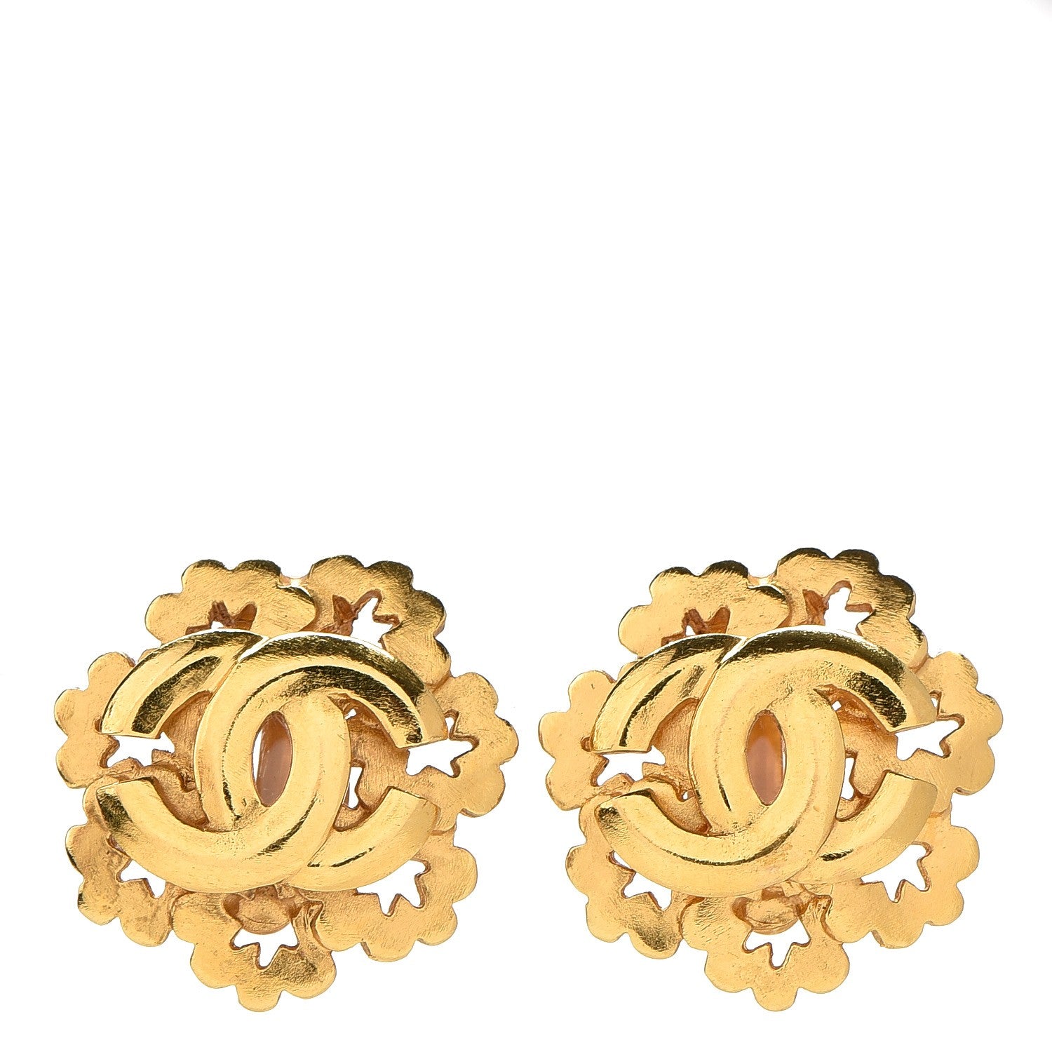 Chanel CC Clip On Earrings Gold 1 of 3