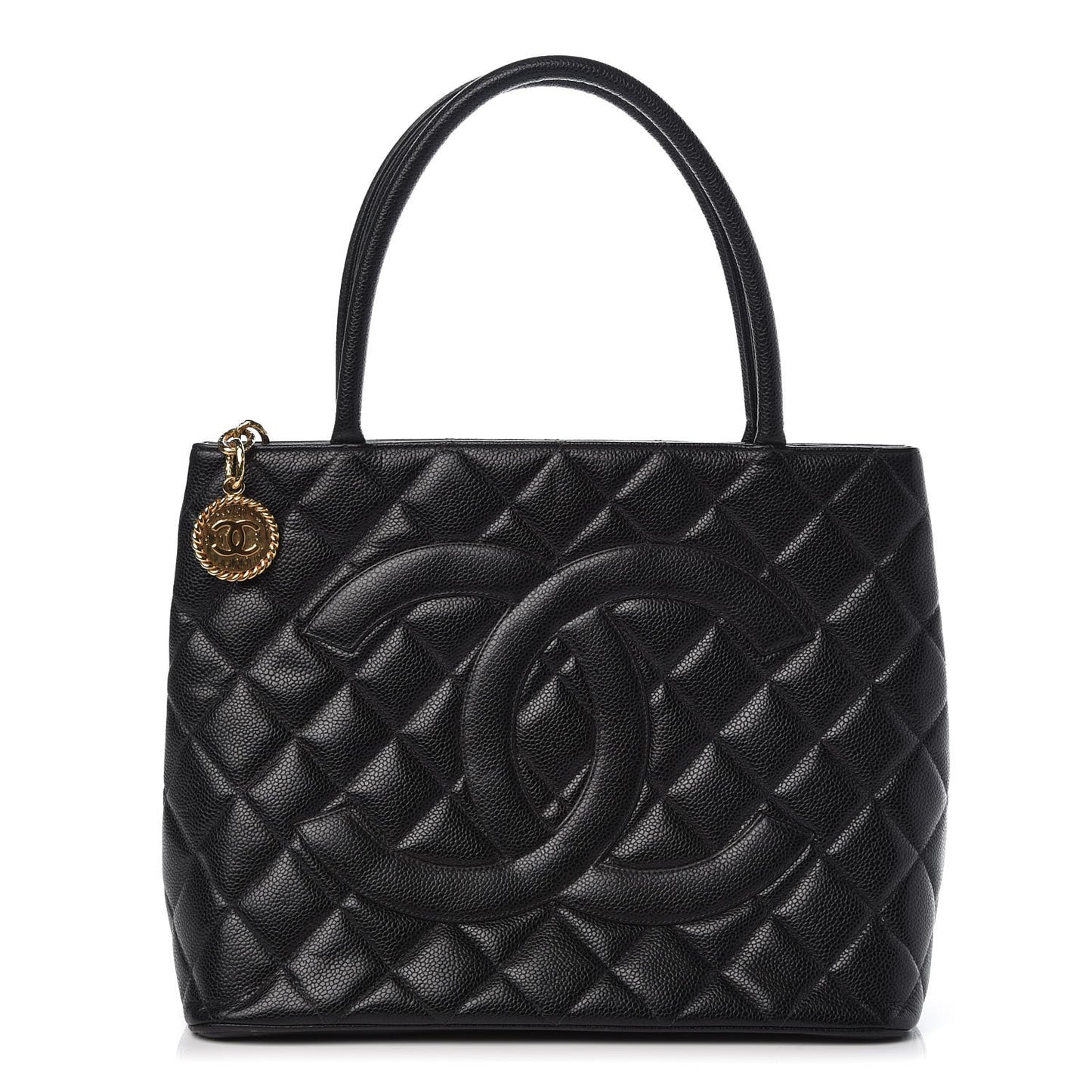 Caviar Quilted Medallion Tote Black