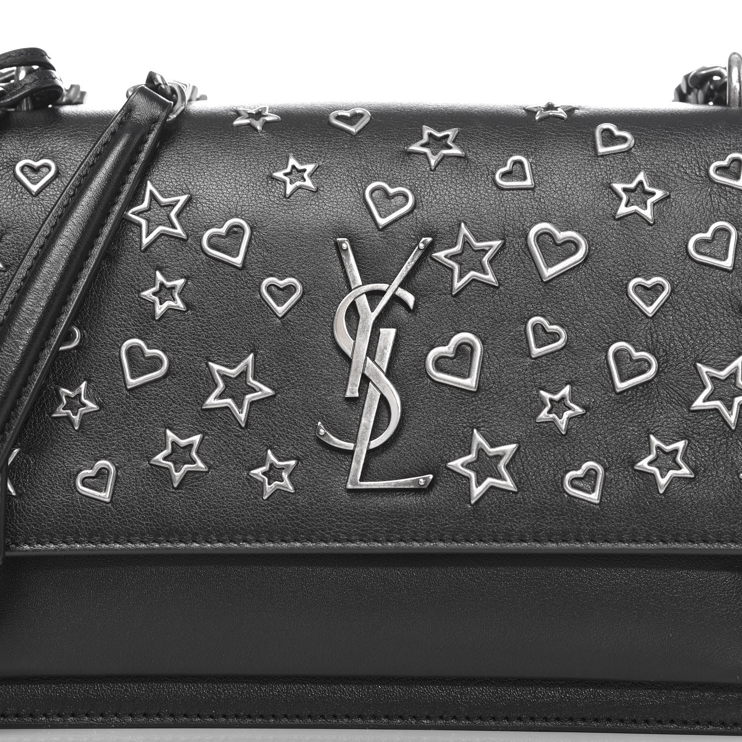 Saint Laurent Calfskin Stars and Hearts Medium Monogram Sunset Black 9 of 9