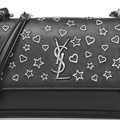 Saint Laurent Calfskin Stars and Hearts Medium Monogram Sunset Black 9 of 9