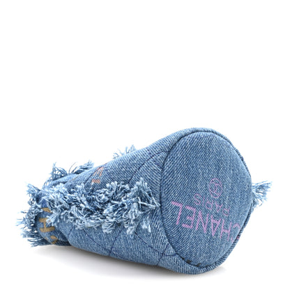 Chanel Denim Quilted Mood Mini Bucket With Chain Blue Multicolor 3 of 9