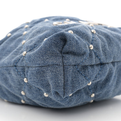 Chanel Washed Denim Quilted Studded Mini Chanel 22 Blue 9 of 11