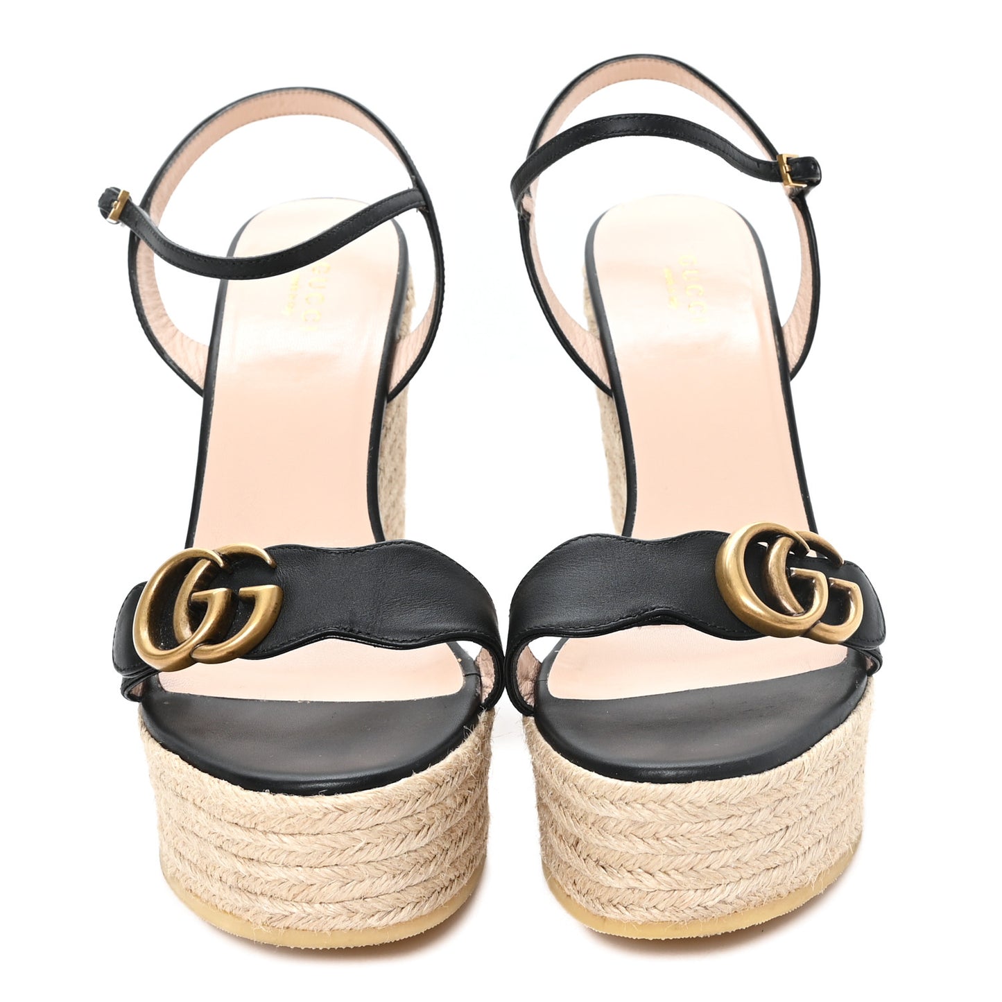 Nappa Matelasse GG Marmont Slingback Platform 45/130mm Espadrille Wedges 39.5 Black