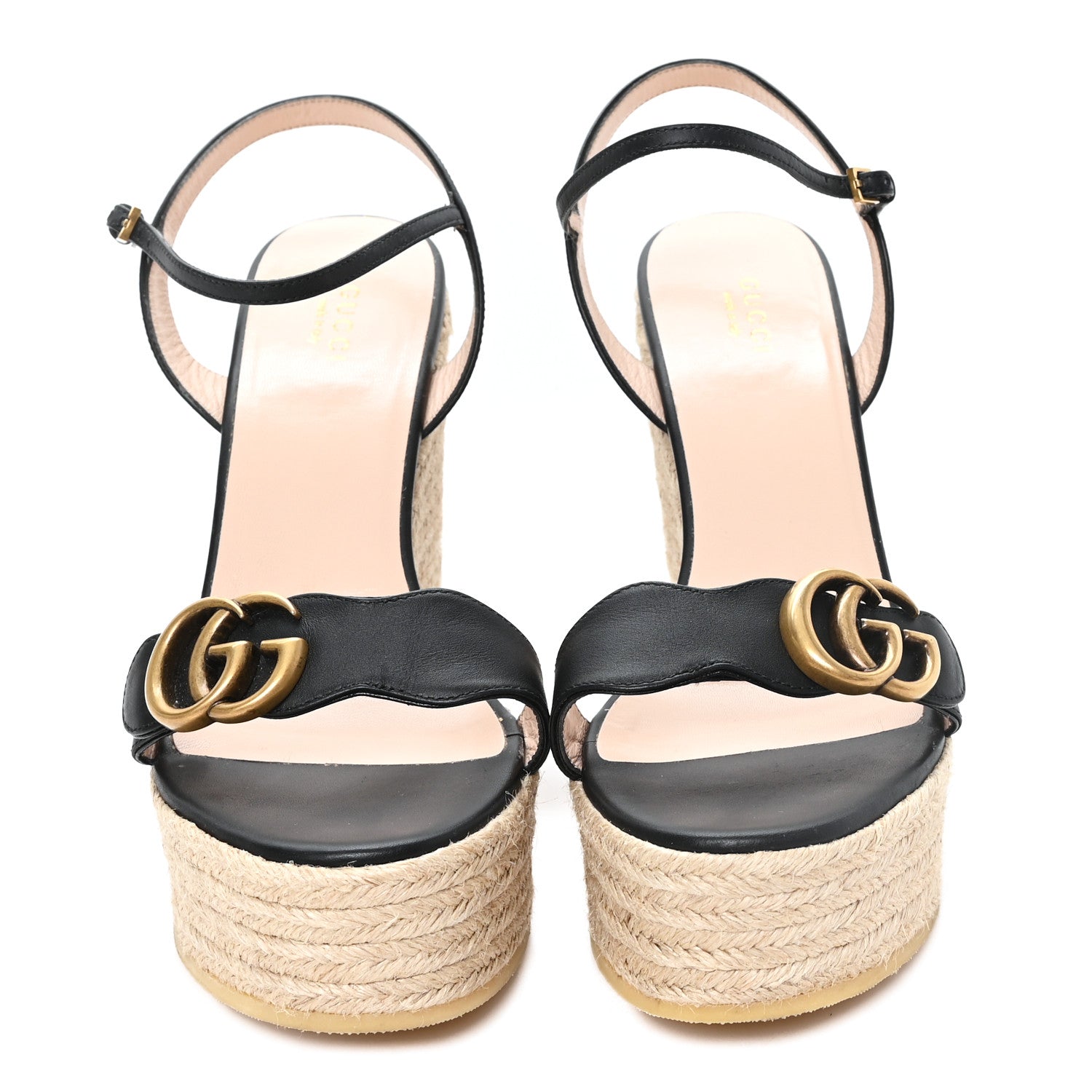 Gucci Nappa Matelasse GG Marmont Slingback Platform 45/130mm Espadrille Wedges 39.5 Black 3 of 10
