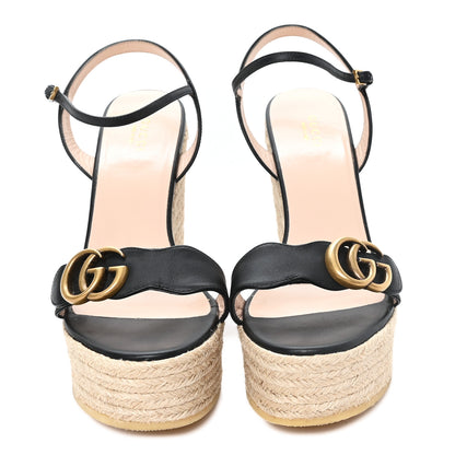 Gucci Nappa Matelasse GG Marmont Slingback Platform 45/130mm Espadrille Wedges 39.5 Black 3 of 10
