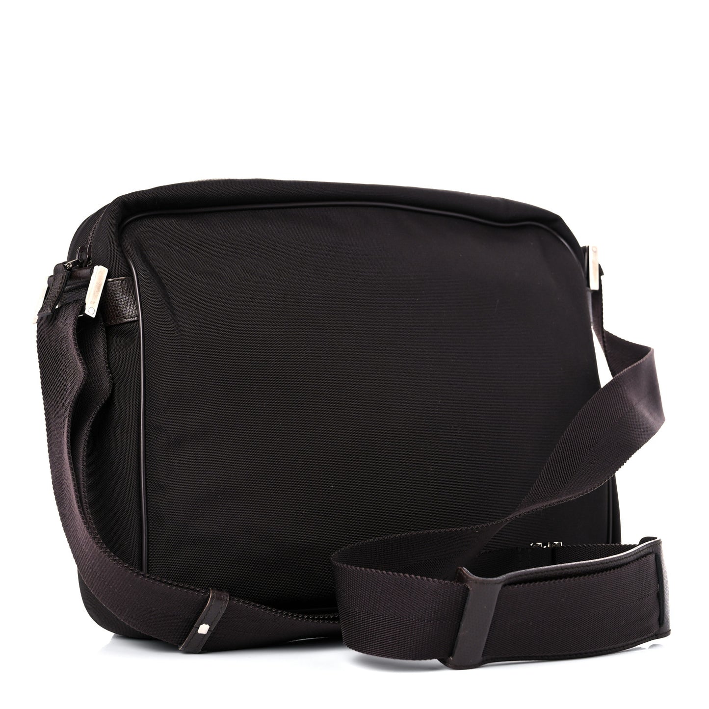 Nylon Medium Flap Messenger Bag Brown