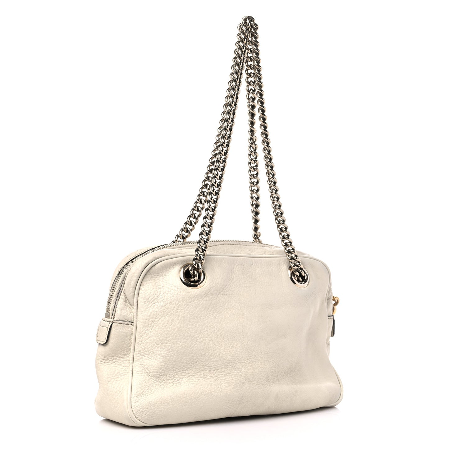 Pebbled Calfskin Small Soho Bowler Off White