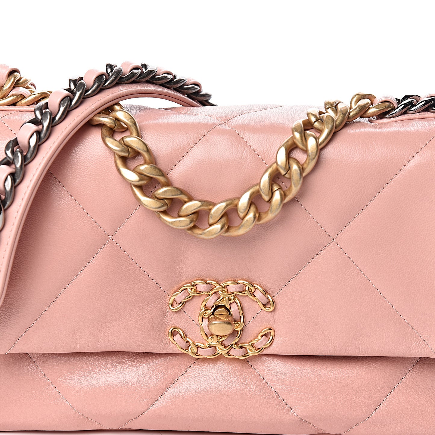 Lambskin Quilted Medium 19 Flap Light Pink