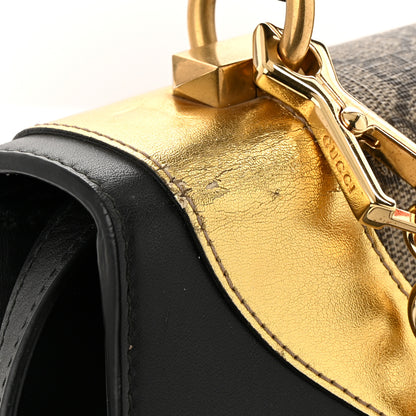 Gucci GG Supreme Monogram Small Osiride Top Handle Bag Black Gold 14 of 16