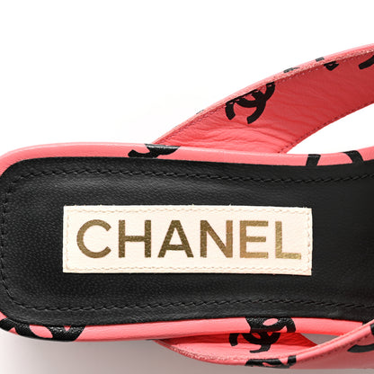 Chanel Lambskin Printed CC Thong Sandals 35 Pink Black 7 of 10