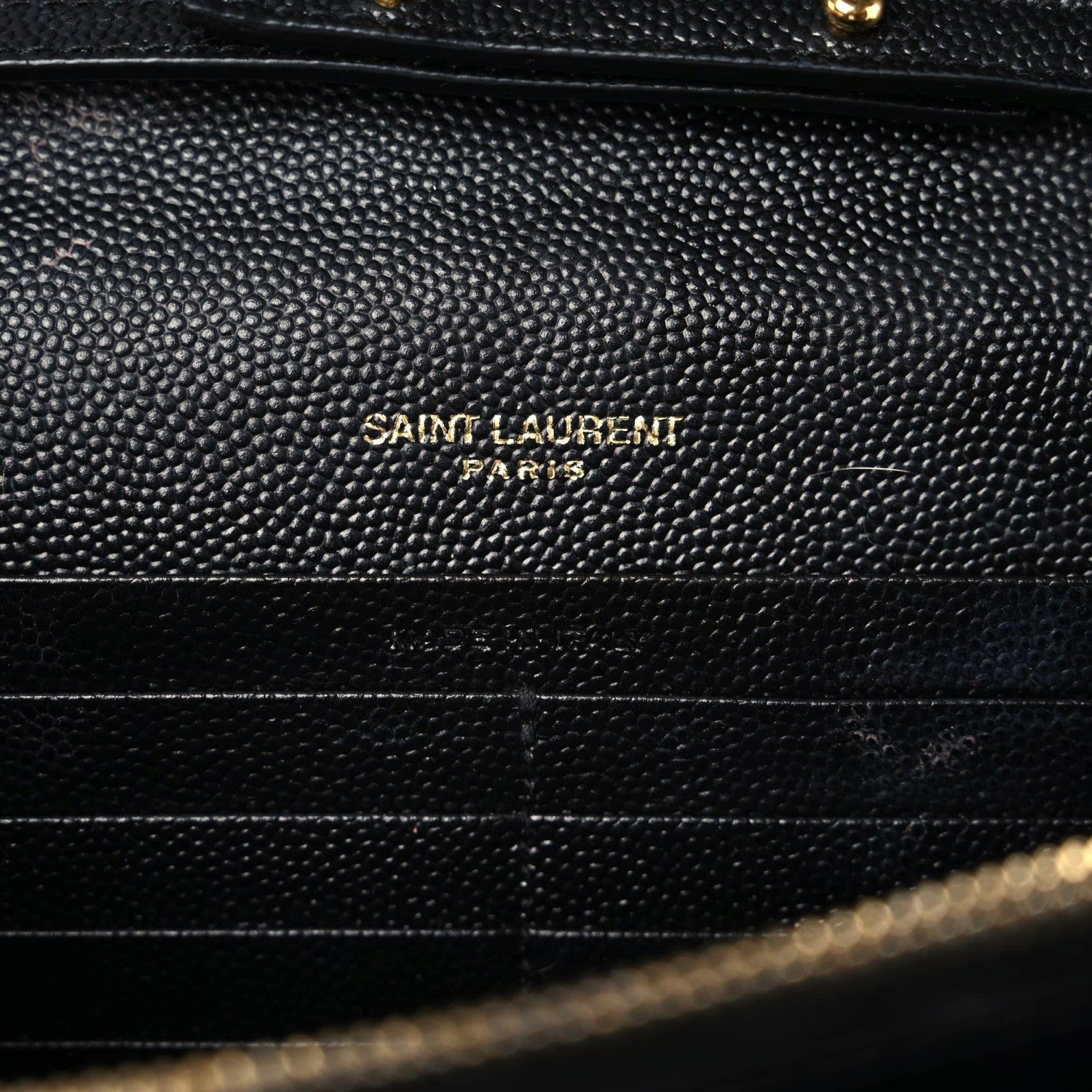 Saint Laurent Grain De Poudre Matelasse Chevron Monogram Chain Wallet Black 11 of 14