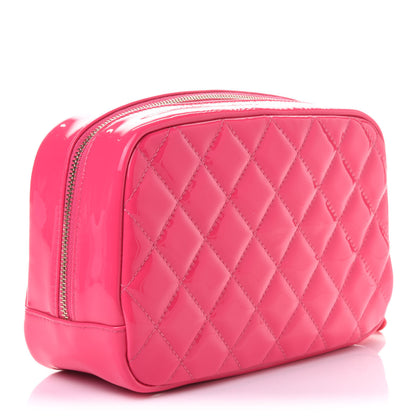 Chanel Patent Quilted Medium Curvy Pouch Cosmetic Case Pink 3 of 11