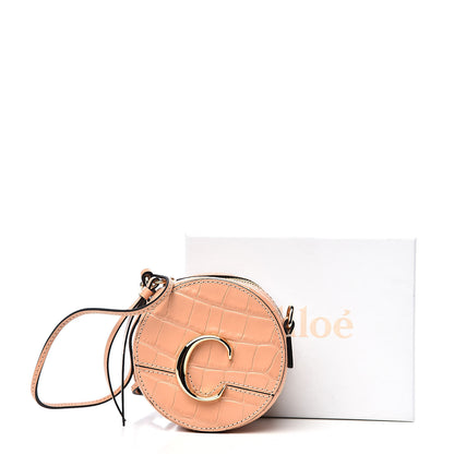 Chloe Calfskin Crocodile Embossed Mini C Round Crossbody Milky Orange 11 of 11
