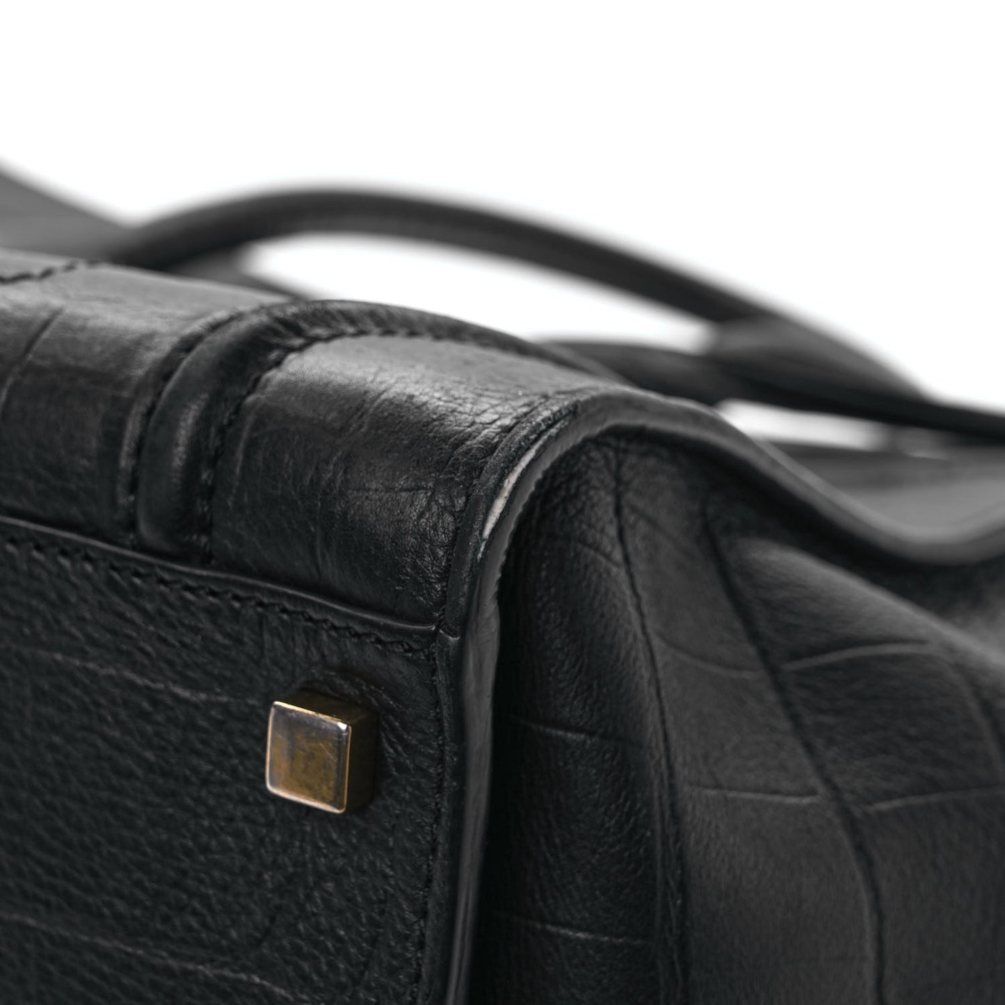 Calfskin Crocodile Embossed Medium Phantom Luggage Black