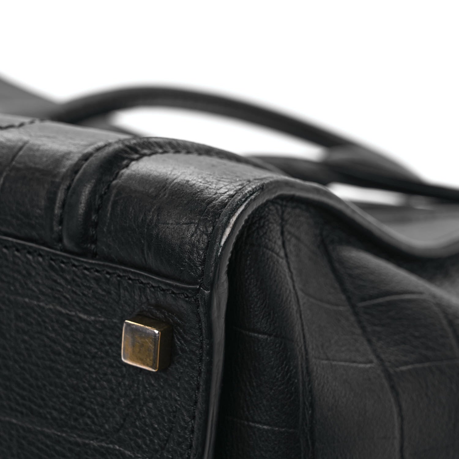 Celine Calfskin Crocodile Embossed Medium Phantom Luggage Black 10 of 11