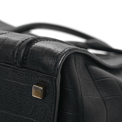 Celine Calfskin Crocodile Embossed Medium Phantom Luggage Black 10 of 11