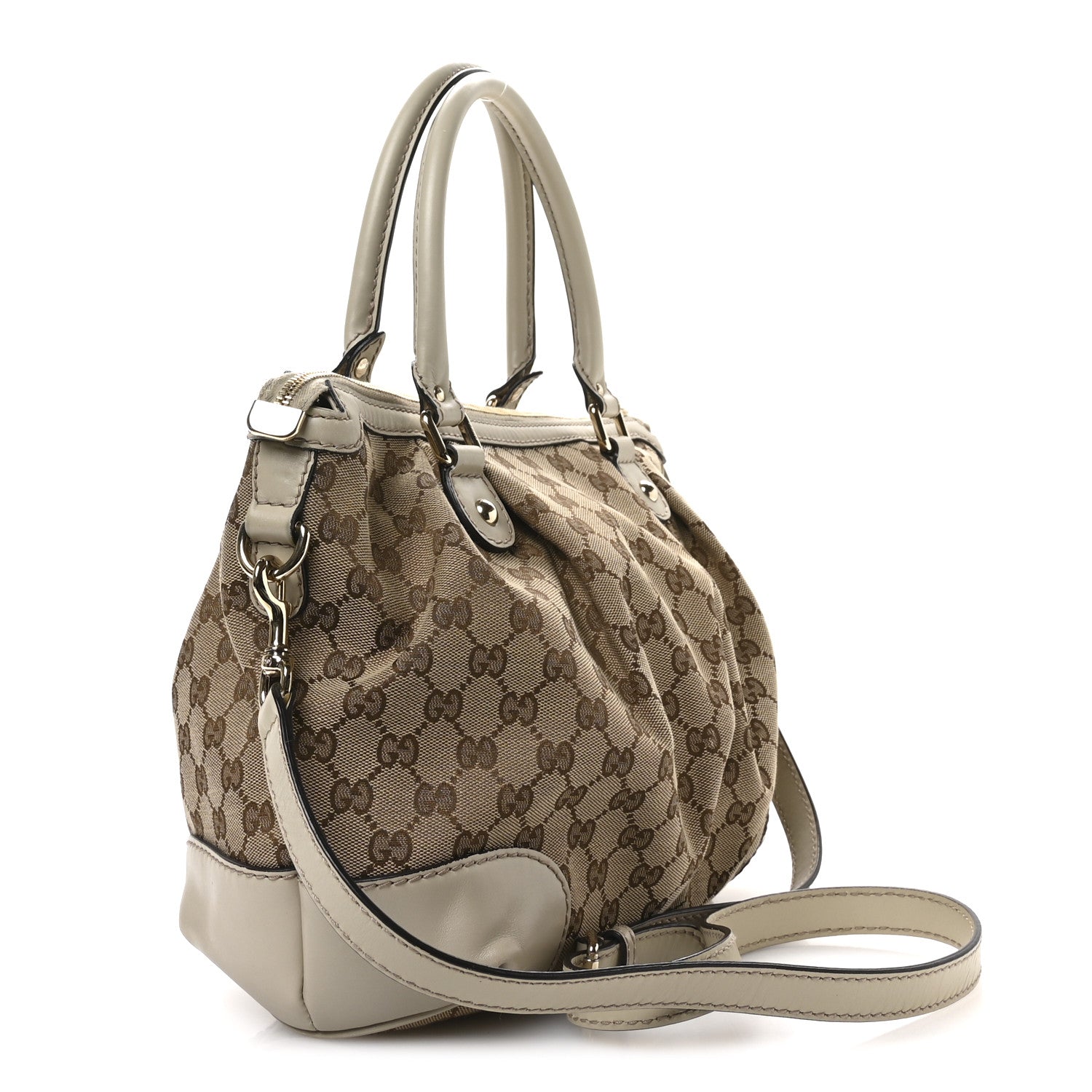 Gucci Monogram Margaux Calfskin Medium Sukey Top Handle Bag Beige Ebony Mystic White 3 of 11