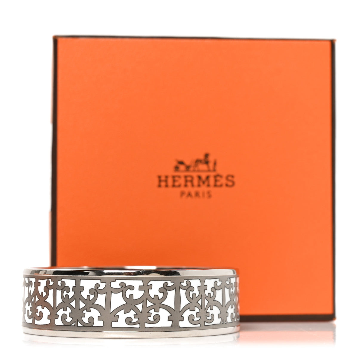 Hermes Enamel Printed Wide Balcons du Guadalquivir Bracelet 65 Silver 6 of 6