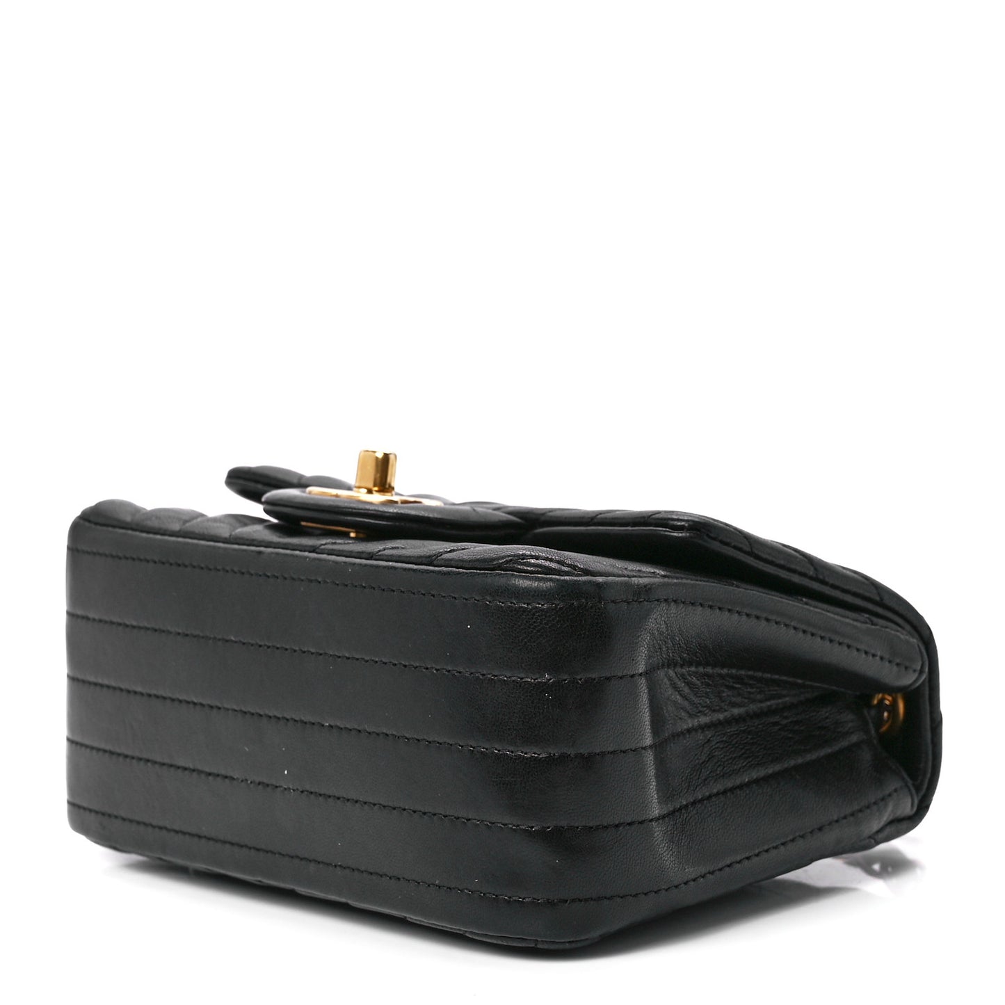 Lambskin Chevron Quilted Mini Square Flap Black