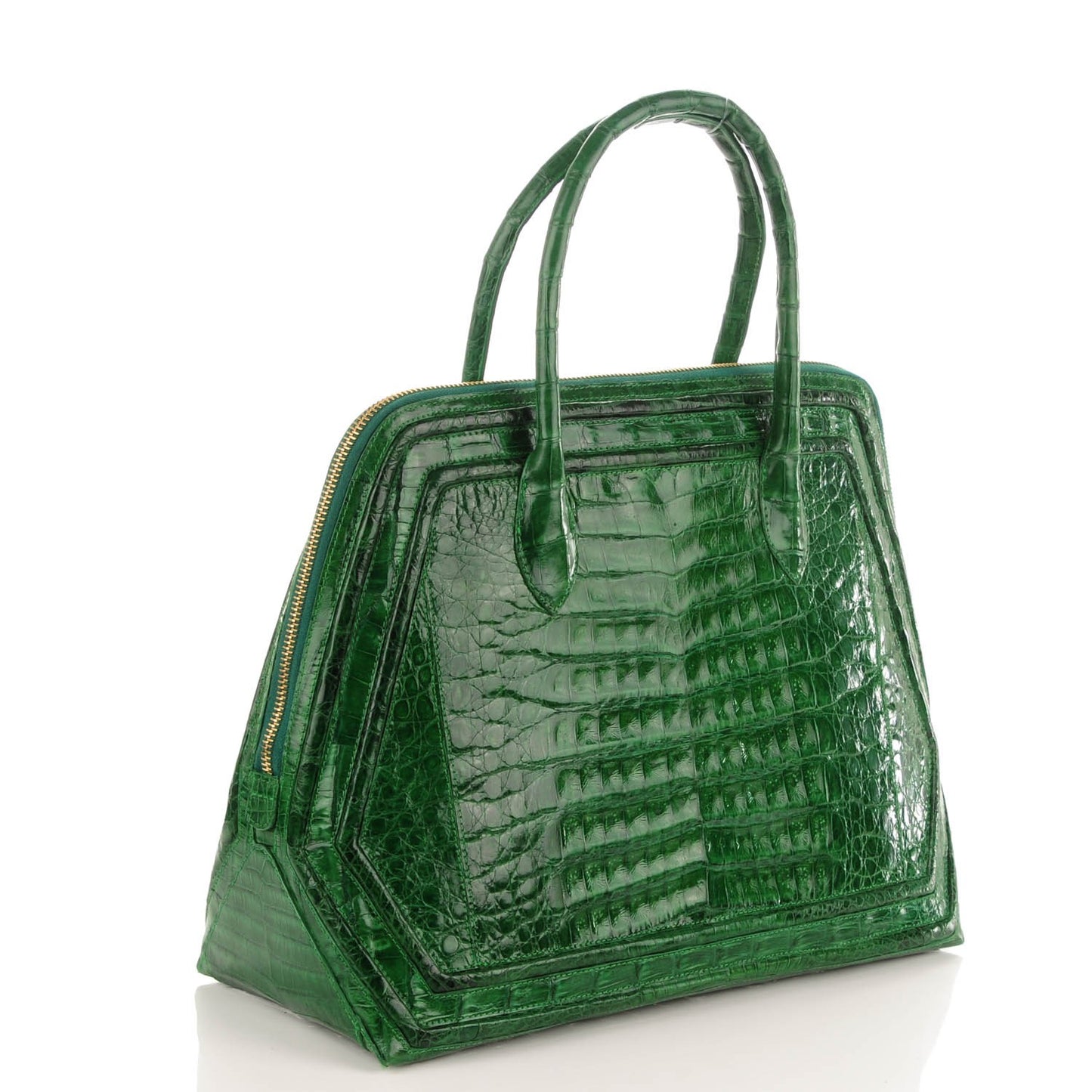 Crocodile Top Handle Tote Green