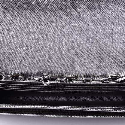 Prada Metallic Saffiano Metal Chain Wallet Cromo 3 of 4