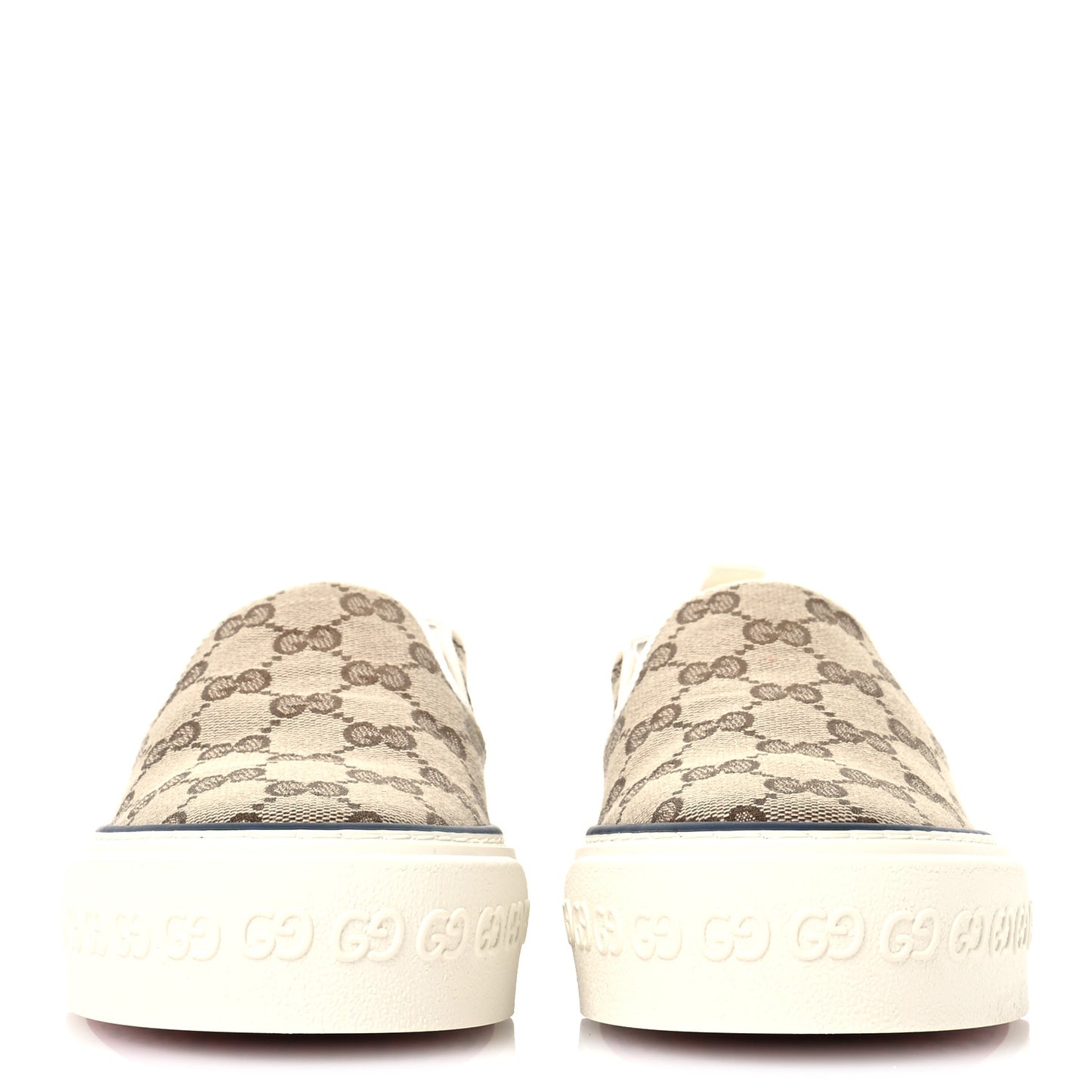 GG Monogram Womens 1977 Tennis Slip On 30mm Sneakers 35.5 Beige Ebony Mystic White