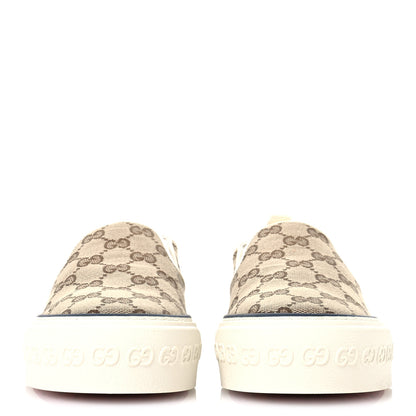 Gucci GG Monogram Womens 1977 Tennis Slip On 30mm Sneakers 35.5 Beige Ebony Mystic White 3 of 8