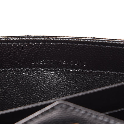 Saint Laurent Grain De Poudre Matelasse Chevron Monogram Flap Wallet Black 8 of 12