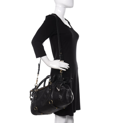 Miu Miu Vitello Lux Bow Tote Black 2 of 15