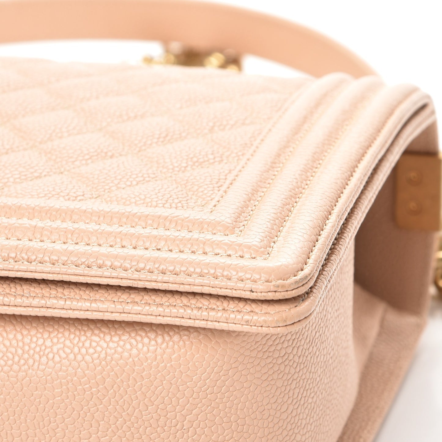 Caviar Quilted New Medium Boy Flap Light Beige