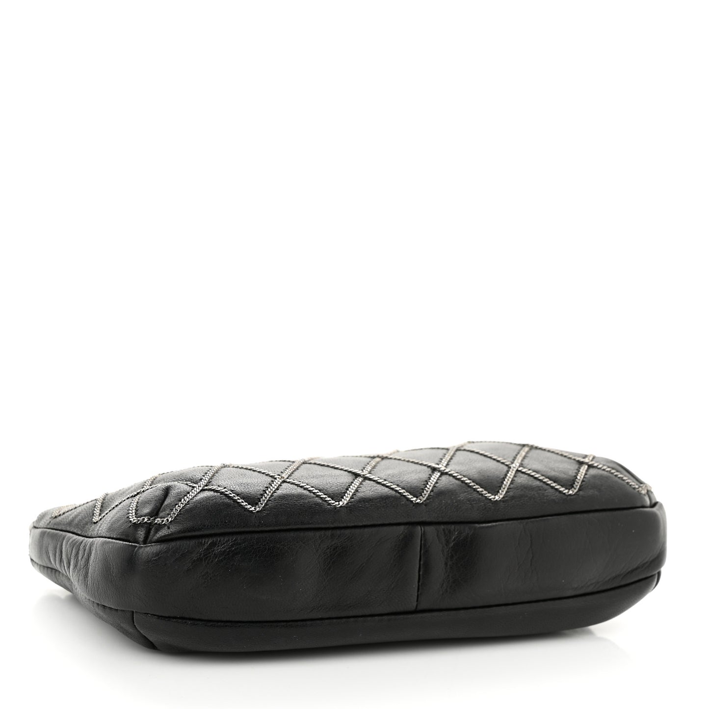 Calfskin Chain Stitch Clutch Black