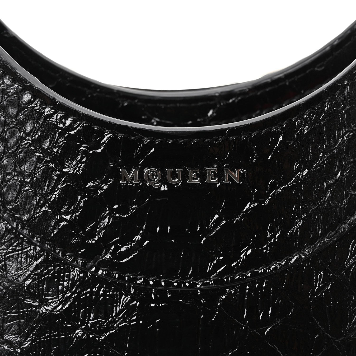 Alexander McQueen Snakeskin Crystal Mini T Bar Top Handle Black 6 of 9