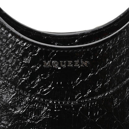 Alexander McQueen Snakeskin Crystal Mini T Bar Top Handle Black 6 of 9