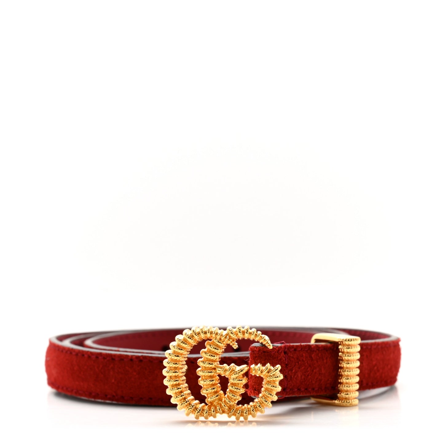 Suede Calfskin Torchon Double G 15mm Belt 75 30 Red