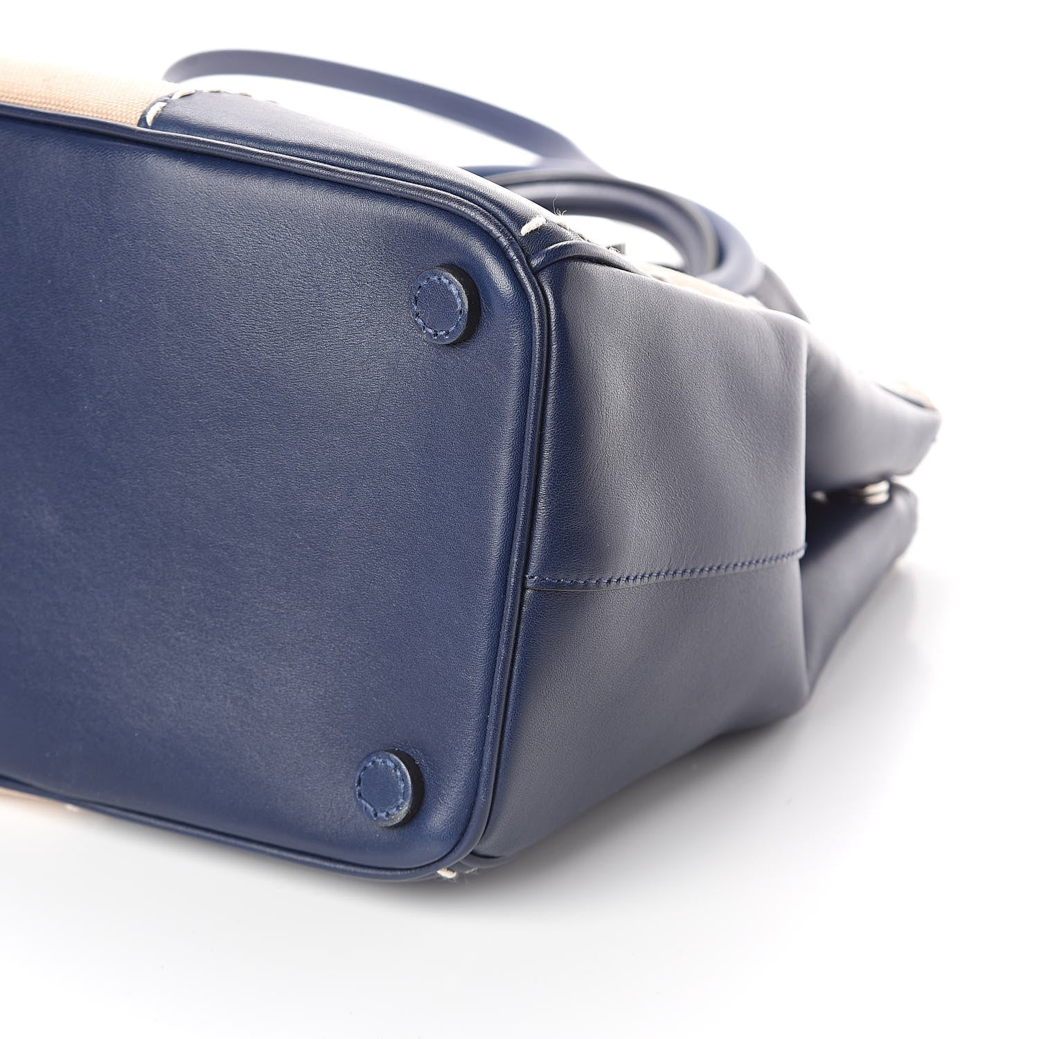 Prada Canvas Calfskin Medium City Stitch Tote Corda Royal 9 of 9