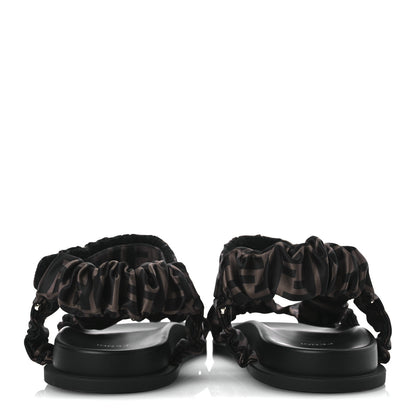 Fendi Satin FF Ruched Sandals 40 Tobacco Black 6 of 9