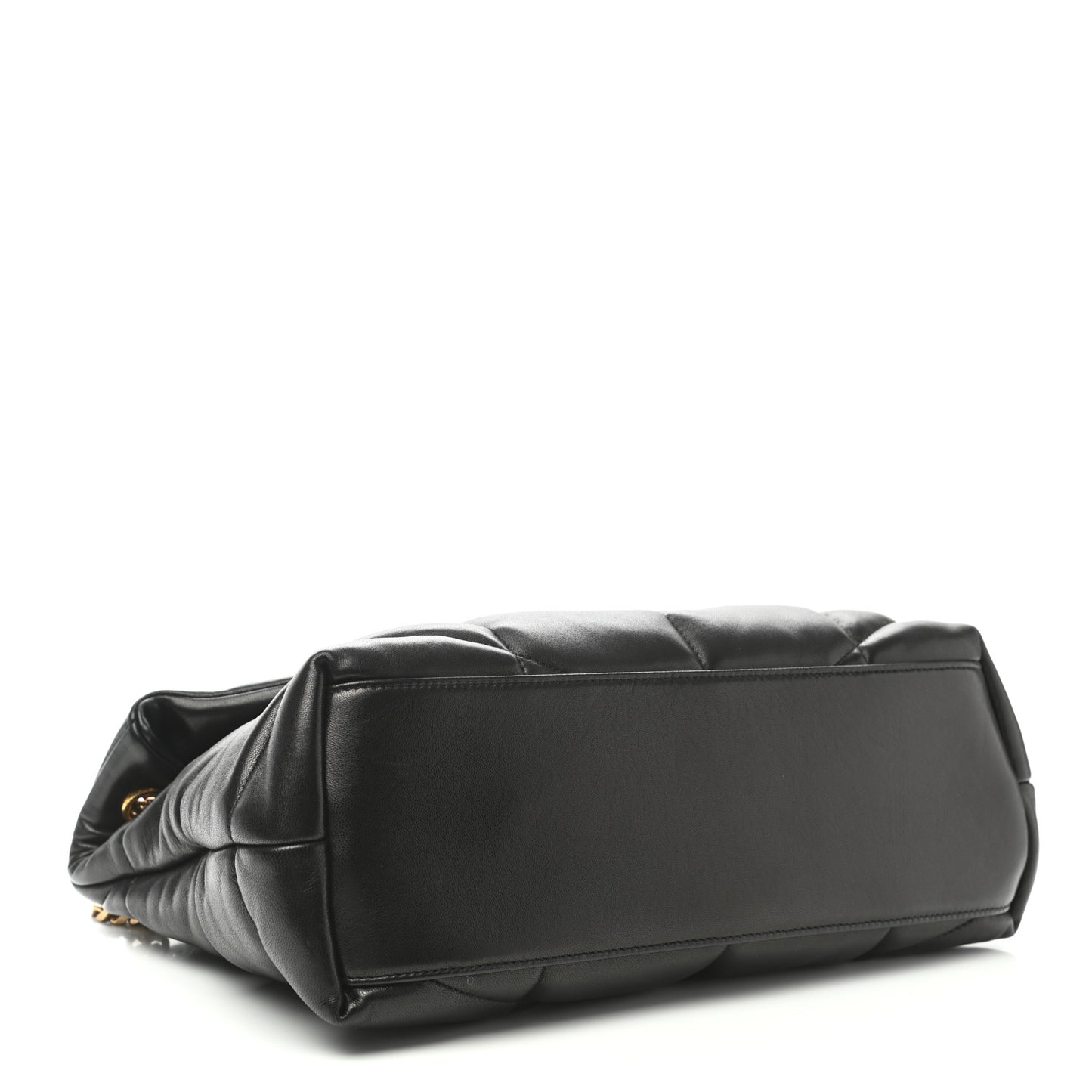 Lambskin Quilted Medium Loulou Puffer Monogram Chain Satchel Black