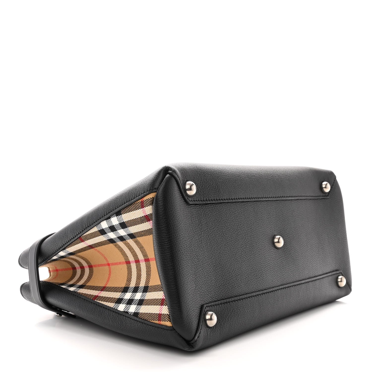 Burberry Grainy Calfskin House Check Medium Banner Tote Black 4 of 10