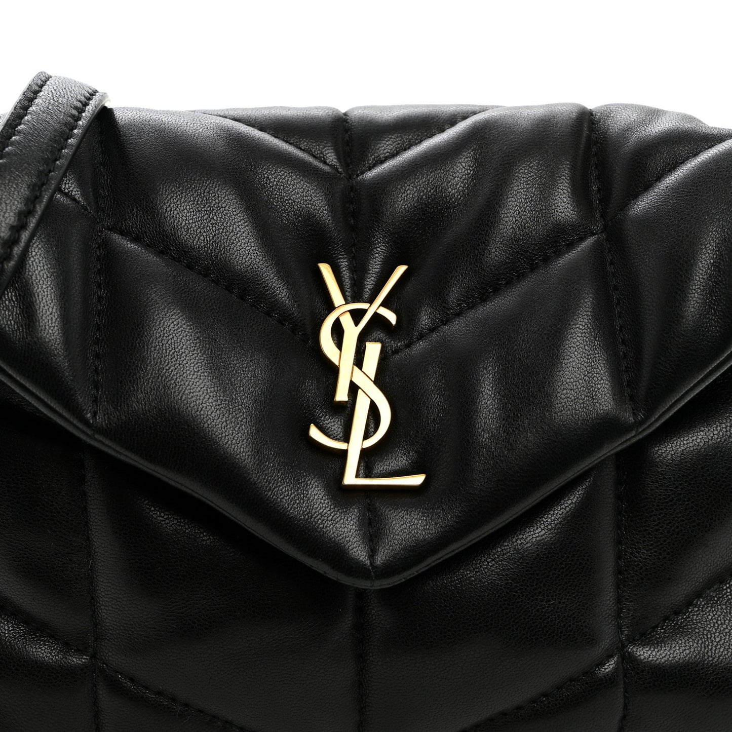 Lambskin Quilted Toy Loulou Puffer Monogram Chain Satchel Black