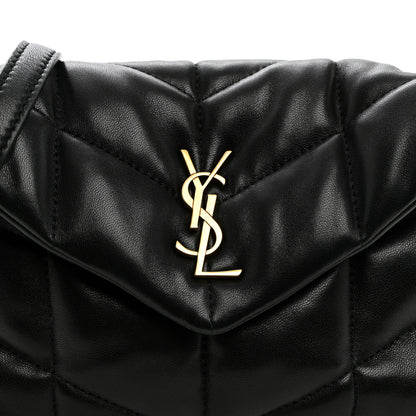 Saint Laurent Lambskin Quilted Toy Loulou Puffer Monogram Chain Satchel Black 7 of 9