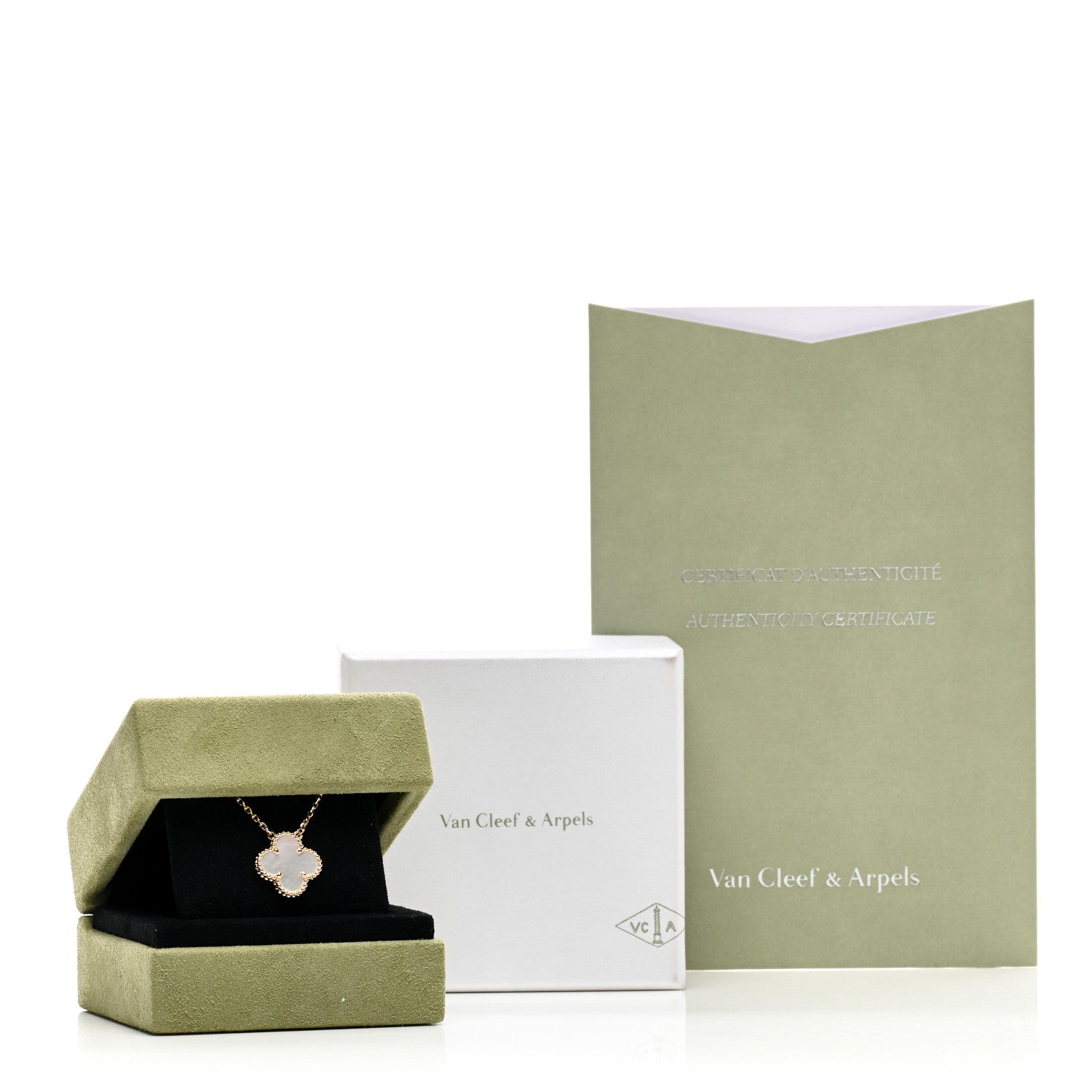 Van Cleef & Arpels 18K Yellow Gold Mother of Pearl Vintage Alhambra Pendant Necklace 5 of 5