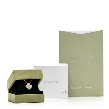 Van Cleef & Arpels 18K Yellow Gold Mother of Pearl Vintage Alhambra Pendant Necklace 5 of 5