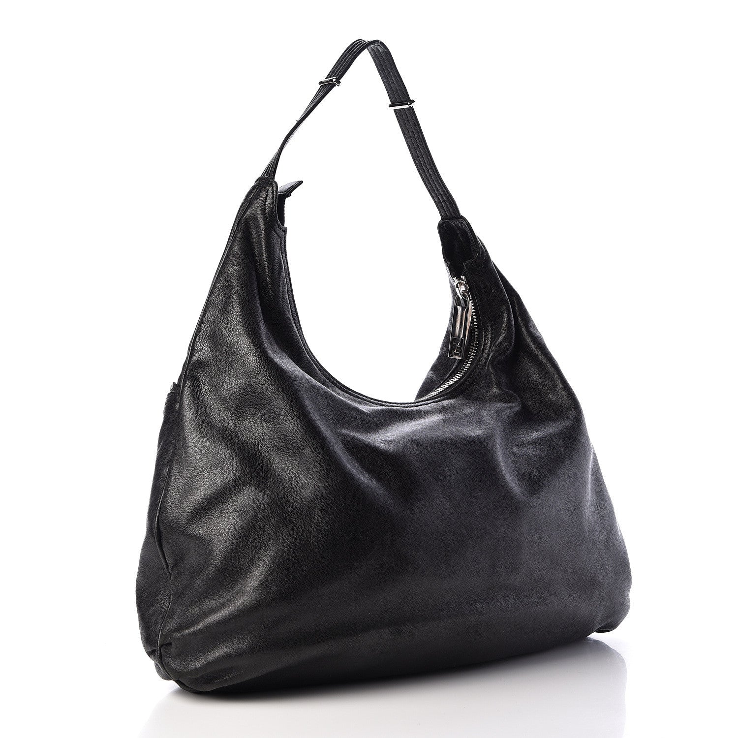 Fendi Sheepskin Zipper Hobo Black 3 of 10