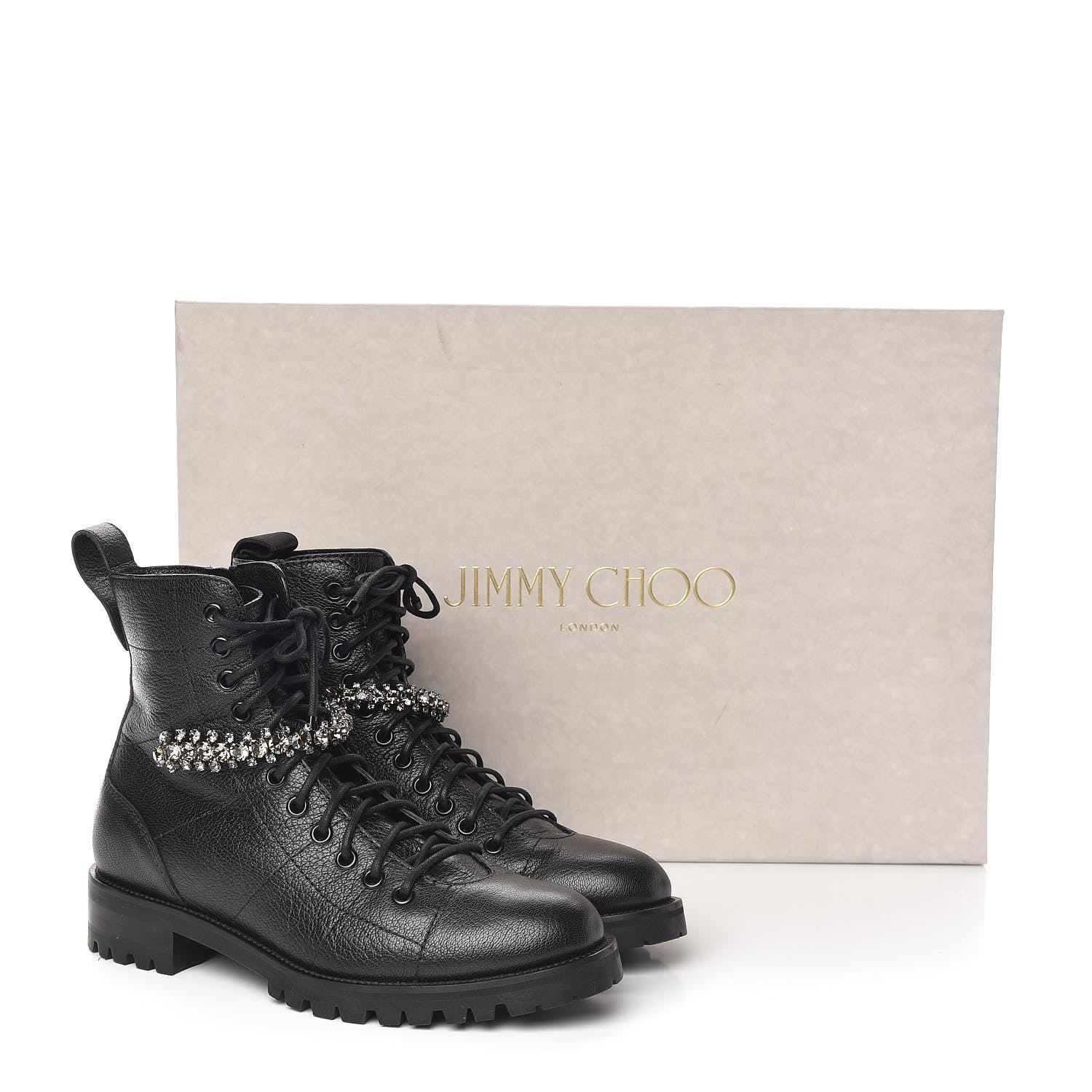 Jimmy Choo Lambskin Combat Boots 38 Black 10 of 10