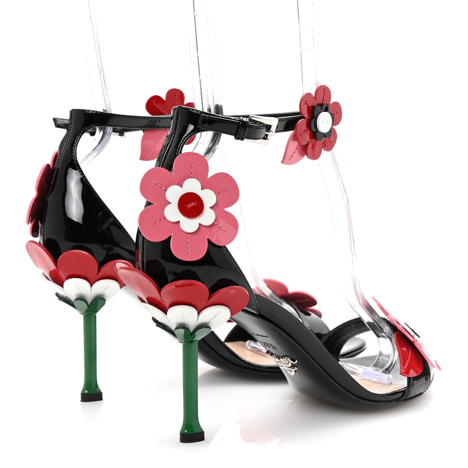 Prada Patent Embellished Capretto Fiori 85mm Pumps 37.5 Black Orchidea 5 of 9