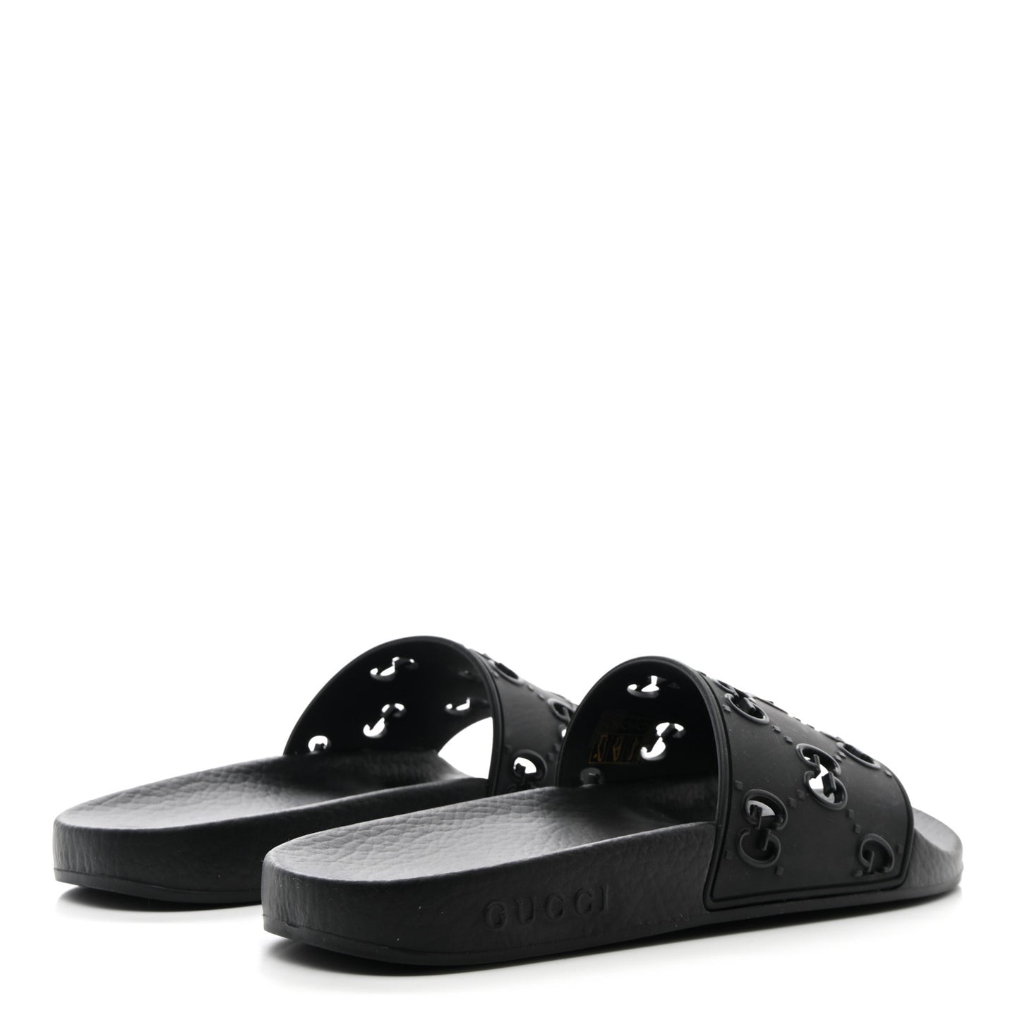 Rubber GG Monogram Perforated Womens Slide Sandals 37 Black
