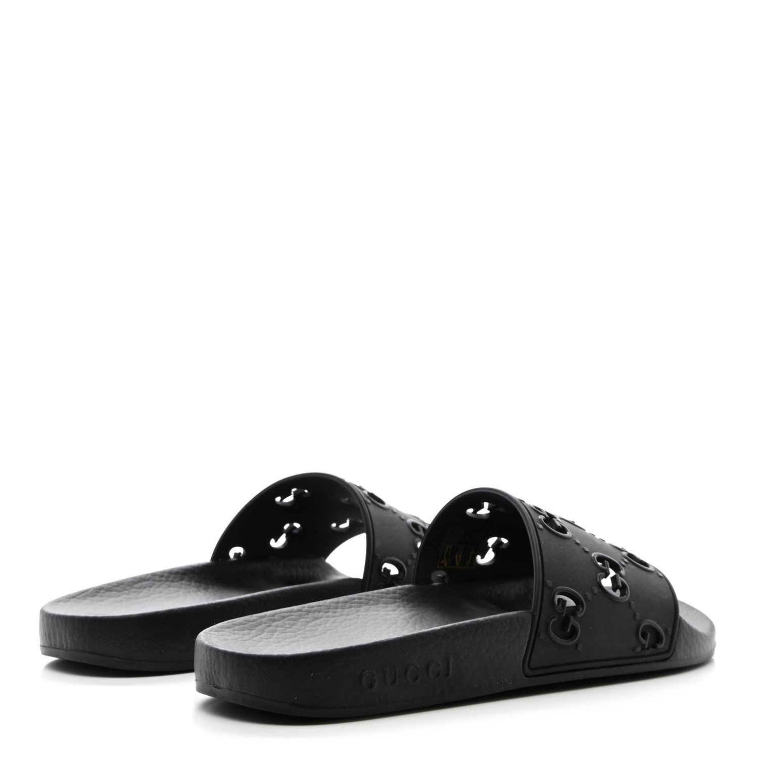 Gucci Rubber GG Monogram Perforated Womens Slide Sandals 37 Black 4 of 10