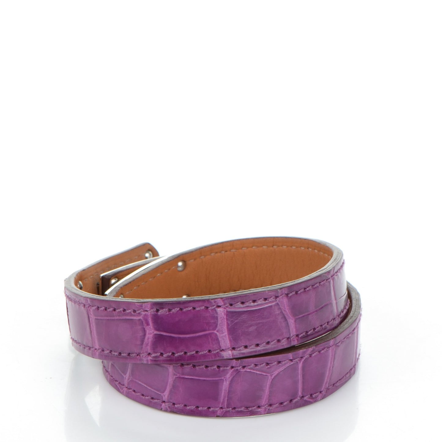 Shiny Alligator Kelly Double Tour Bracelet S Violet